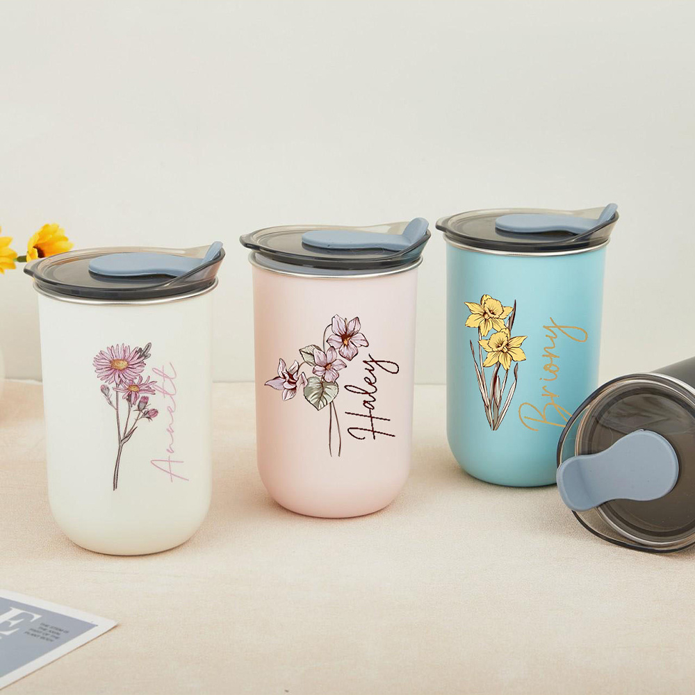 Custom Birth Flower Stainless  - đánh giá và giá Coffee Equipment With Name